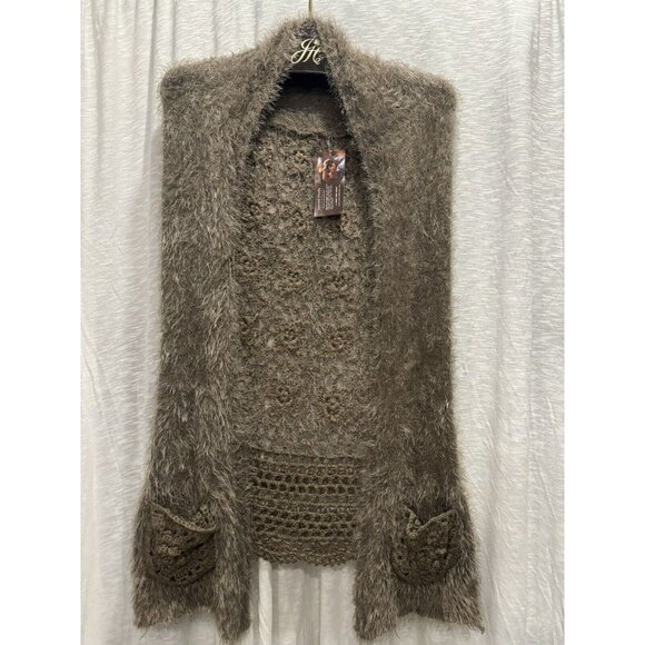 Sacred Threads Bohemian Brown Open Front Vest 100% Rayon Size M/L ( runs small) - Picture 1 of 11